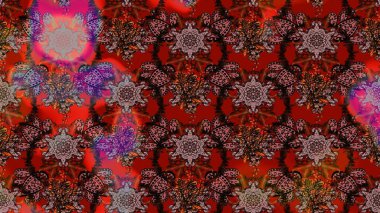 Kahverengi ve kırmızı renkte zarif çiçekli suluboya. Renkli Bahar Teması eskiz kalıbı. Düz Çiçek Elementleri Tasarımı. Raster illüstrasyonu.