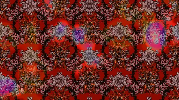 Raster Illustrasyon 'daki Çiçek Deseni' nin son moda çizimi. Güzel kumaş deseni. Renkli Yaz Temalı eskiz kalıbı. Düz Çiçek Elementleri Tasarımı.