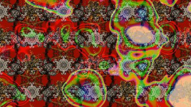 Sevimli çiçek raster deseni. Modaya uygun kumaş deseni. Renkli Yaz Temalı eskiz kalıbı. Düz Çiçek Elementleri Tasarımı.