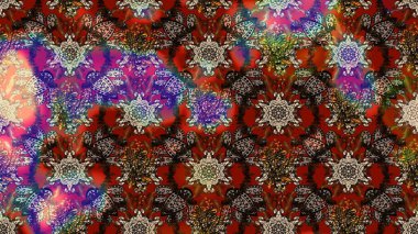 Parlak çiçekli kolaj çiçekleri kahverengi ve kırmızı. Çiçekli zambakların eskiz geçmişi. Çiçek tasarımı için inanılmaz kolaj cennet tarzı..