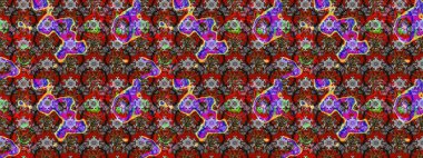 Suluboya çiçekli çiçek deseni. Raster illüstrasyonu. Kırmızı ve gri renkli güzel tekstil.