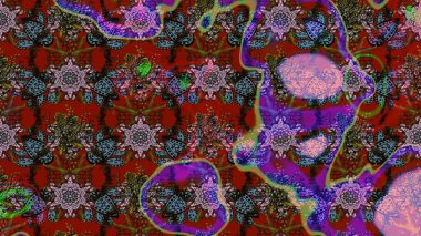 Küçük kırmızı ve kahverengi renkte oldukça eski bir besin torbası deseni, çiçekler. Millefleur 'lar. Tekstil, kumaş, kapaklar, duvar kağıtları, baskı, paket, koleksiyon defteri, örgü, dekupaj için çiçek arkaplanı..