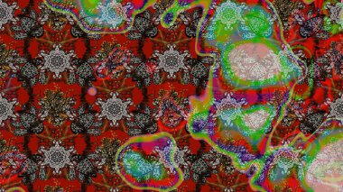 Küçük çiçekteki sevimli çiçek deseni. Kahverengi ve gri renkli çiçekler. Raster illüstrasyonu.