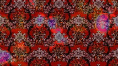 Raster Illustrasyon 'daki Çiçek Deseni' nin son moda çizimi. Güzel kumaş deseni. Renkli Yaz Temalı eskiz kalıbı. Düz Çiçek Elementleri Tasarımı.