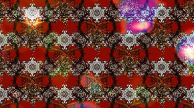 Raster illüstrasyonundaki çiçek desenli çizim. Suluboya tarzında kahverengi ve kırmızı renkte çiçekler.