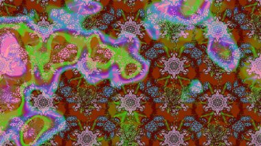 Renkli Bahar Teması eskiz kalıbı. Düz Çiçek Elementleri Tasarımı. Raster..