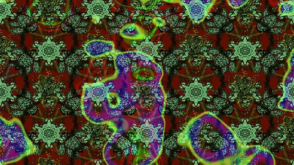 Çiçeksel fantezi tasarımı ve parlak bir arka plan çizimi. Renkli Bahar Teması eskiz kalıbı. Düz Çiçek Elementleri Tasarımı.