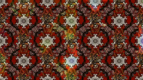 Renkli çizim kalıbı. Çiçek arkaplan. Çiçek duvar kâğıdı. Raster illüstrasyonu. Kahverengi ve kırmızı renkli şirin tekstil.