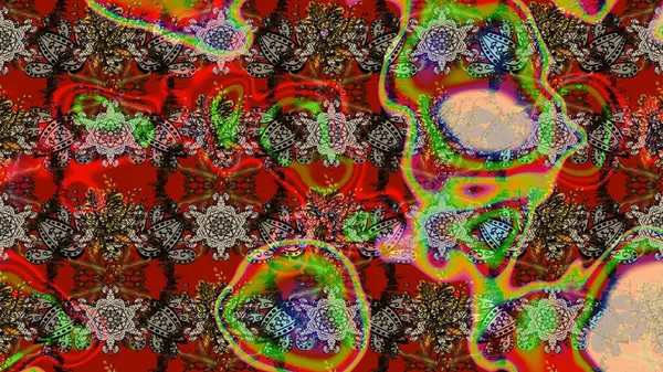 Sevimli çiçek raster deseni. Modaya uygun kumaş deseni. Renkli Yaz Temalı eskiz kalıbı. Düz Çiçek Elementleri Tasarımı.