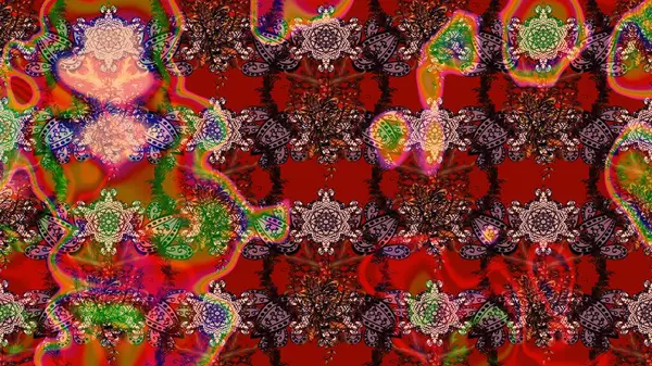 Küçük çiçekli yay deseni çiz. Raster illüstrasyonu. Suluboya tarzında kırmızı ve kahverengi renkler üzerine.