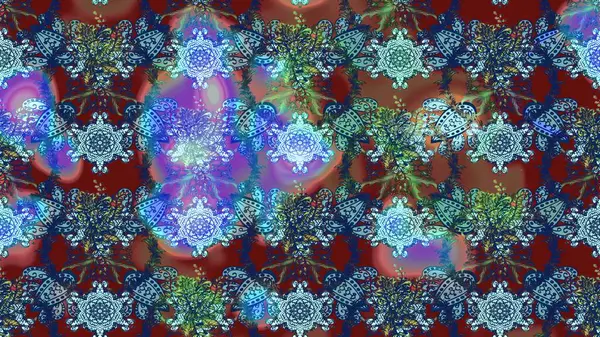 Çiçek desenli çizim. Raster illüstrasyonu. Asya tekstil tarzında. Mavi ve kahverengi renkte çiçekler. Renkli Bahar Teması eskiz kalıbı. Düz Çiçek Elementleri Tasarımı.