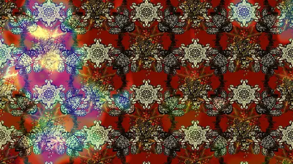 Çiçekli karalama şeklinde Raster çiçek deseni. Yumuşak, yaz çiçekli arka plan. Kahverengi ve kırmızı renkte çiçekler.