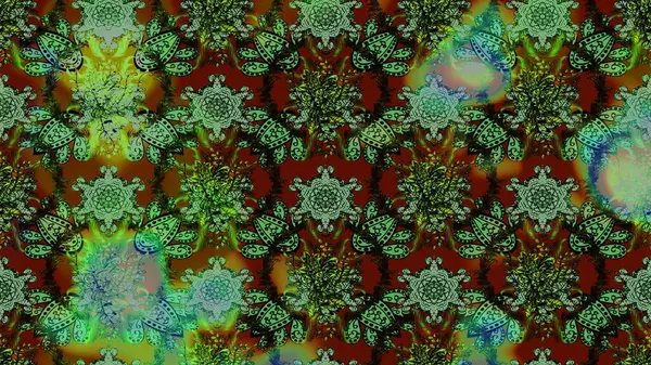 Küçük çiçekteki sevimli çiçek deseni. Yeşil ve kahverengi renkte çiçekler.