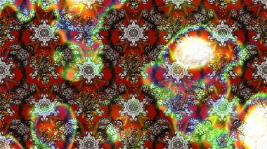 Çiçekli karalama şeklinde Raster çiçek deseni. Kahverengi ve kırmızı renklerde bahar çiçekleri. Raster illüstrasyonu.