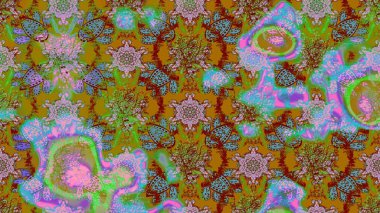 Küçük çiçekteki sevimli çiçek deseni. Yeşil ve kahverengi renkte çiçekler.