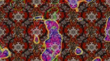 Çizim çiçek deseni duvar kâğıdı olarak kullanılabilir. Kahverengi ve kırmızı renkte çiçekler. Raster illüstrasyonu.