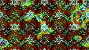 Çiçekli karalama şeklinde Raster çiçek deseni. Yumuşak, yaz çiçekli arka plan. Yeşil ve kahverengi renkte çiçekler.