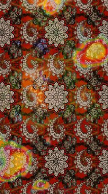 Çiçeksel çizim kalıbının yansıması. Vadinin renkleri.