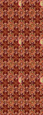 Duvar kâğıdı barok, İspanyol kumaşı. Kusursuz raster arka plan. Çiçek deseni. Kırmızı ve kahverengi renklerde altın elementler. Şekil grafik deseni.