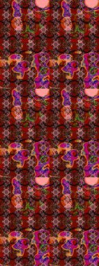 Sevimli çiçek raster deseni. Kahverengi ve kırmızı renkte çiçekler. Renkli Yaz Temalı eskiz kalıbı. Düz Çiçek Elementleri Tasarımı.