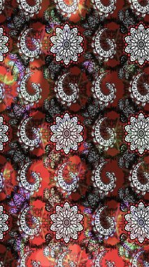 Taslak dekoratif arka plan, çiçek mandala. Çiçek. Raster illüstrasyonu. Gri ve kahverengi renklerde.