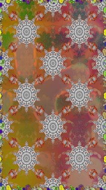 Şirin çiçekli kusursuz desen kahverengi ve gri renklerde yapraklar, suluboya çiçek desenleri, duvar kağıdı, kart ya da kumaş için fayanslar. Raster illüstrasyonu.