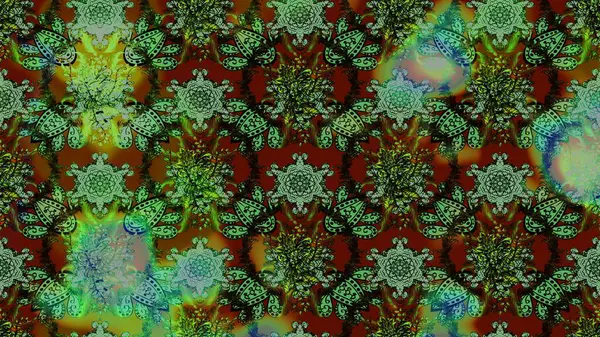 Küçük çiçekteki sevimli çiçek deseni. Yeşil ve kahverengi renkte çiçekler.