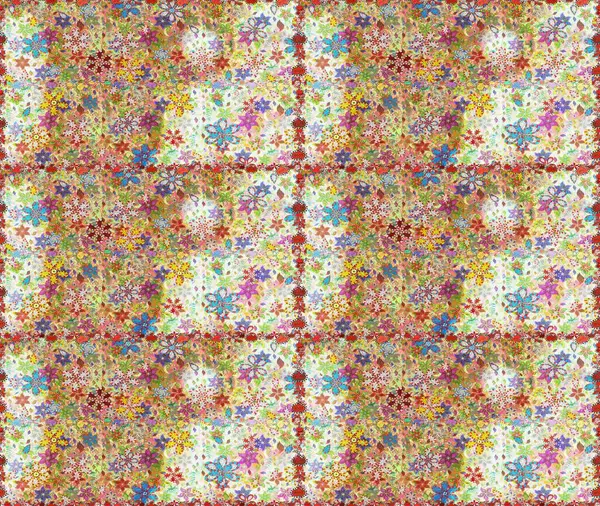 Kumaş, tekstil, duvar kağıdı baskısı için. Eski usul. Miles Fleur, süslü püslü bir süs. Tomurcukları papatya çiçekleri olan sevimli bir çiçek deseni. Raster illüstrasyonu. Kusursuz arkaplan.