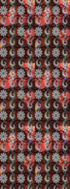 Kahverengi ve gri renkli çiçekler. Çiçek desenli çizim. Asya tekstil tarzında. Raster illüstrasyonu. Raster illüstrasyonu.