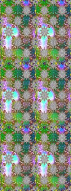 Raster illüstrasyonu. Moda baskısı, albüm, ambalaj kağıdı ve duvar kağıdı için zarif dekoratif süslemeler. Küçük çiçekli basit, dikişsiz desen. Yeşil renkte şirin çiçekler..