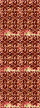 Doğu tarzı element. Altın desenli çiçek dekoru. Kırmızı ve kahverengi renklerde altın element. Çizgi sanatı tasarım şablonu için kusursuz sınır. Davetiyeler, kartlar, web sayfası için Raster illüstrasyonu.