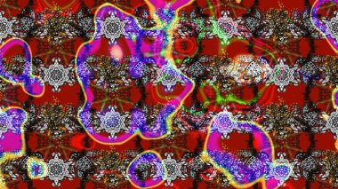 Güzel, parlak, pürüzsüz kumaş, tuval. Eski moda arka plan. Çiçek çelengi. Raster illüstrasyonu. Kıvırcık, parlak örgü. Desen, çizim, çiçek sınırı..