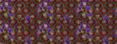 Çiçek desenli eskiz. Kırmızı ve kahverengi renkte çiçekler. Renkli Bahar Teması eskiz kalıbı. Düz Çiçek Elementleri Tasarım Raster illüstrasyonu.