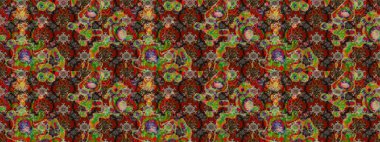 Çiçekli eskiz deseni. Suluboya çizimi. El çizimi. Kahverengi ve kırmızı renkte çiçekler.