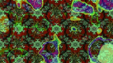 Çiçek buketleriyle klasik bir eskiz şekli. Raster illüstrasyonu. Yeşil ve kahverengi renklerde.