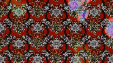 Raster suluboya çiçek deseni, narin çiçekler, gri ve kırmızı çiçekler, tebrik kartı şablonu. Güzel kumaş deseni.