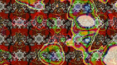 Kahverengi ve kırmızı çiçekli eskiz deseni, suluboya çiçek deseni, sevimli çiçek, duvar kağıdı, kart veya kumaş için fayanslı. Raster - stok.