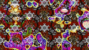 Gri ve kahverengi renkli parlak çiçekli halı deseni.