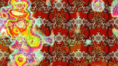 Çiçekli karalama şeklinde Raster çiçek deseni. Nazik, narin çiçek arkaplanı. Kahverengi ve kırmızı renkte çiçekler.