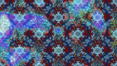 Raster Modaya uygun kumaş deseni. Renkli Bahar Teması eskiz kalıbı. Mavi ve nötr renklerde şirin çiçek desenleri. Düz Çiçek Elementleri Tasarımı.