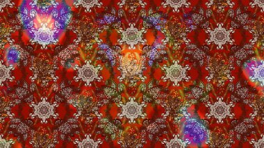 Raster Modaya uygun kumaş deseni. Düz Çiçek Elementleri Tasarımı. Renkli Bahar Teması eskiz kalıbı. Kahverengi ve kırmızı renkli şirin çiçek deseni.