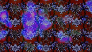 Çiçek. Menekşe ve kırmızı renklerde. Taslak dekoratif arka plan, çiçek mandala. Raster illüstrasyonu.