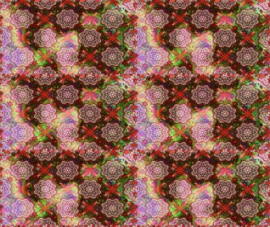 Renkli Bahar Temalı Kusursuz Arkaplan. Kahverengi ve nötr renklerde çiçekler. Sevimli çiçek raster deseni. Düz Çiçek Elementleri Tasarımı.