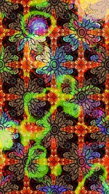 Renkli Bahar Teması eskiz kalıbı. Şirin çiçek elementleri. Raster illüstrasyonu. Düz Çiçek Elementleri Tasarımı. Çizim deseni Modaya uygun kumaş deseni.