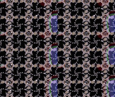 Siyah, nötr ve kahverengi renkli, çiçekli, dallı bahar çiçekleriyle desen. Raster deseni.