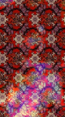 Kahverengi ve kırmızı renkte çiçekler. Raster illüstrasyonu. El çizimi çiçekli soyut çizim deseni.