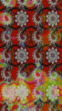 Düz Çiçek Elementleri Tasarımı. Raster Illustrasyon 'daki Çiçek Deseni' nin son moda çizimi. Kahverengi ve gri renkli çiçekler. Renkli Yaz Teması çizim şablonu.