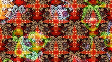 Düz Çiçek Elementleri Tasarımı. Kırmızı renkte çiçekler. Raster illüstrasyonundaki çiçek desenli çizim. Renkli Bahar Teması çizim şablonu.