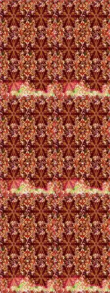 Doğu tarzı element. Altın desenli çiçek dekoru. Kırmızı ve kahverengi renklerde altın element. Çizgi sanatı tasarım şablonu için kusursuz sınır. Davetiyeler, kartlar, web sayfası için Raster illüstrasyonu.