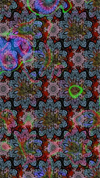 Tarafsız çiçekli bahar çiçekleri. Küçük renkli çiçekler. Moda baskıları için zarif bir şablon. Küçük çiçekte güzel bir desen. Motley illüstrasyonu.